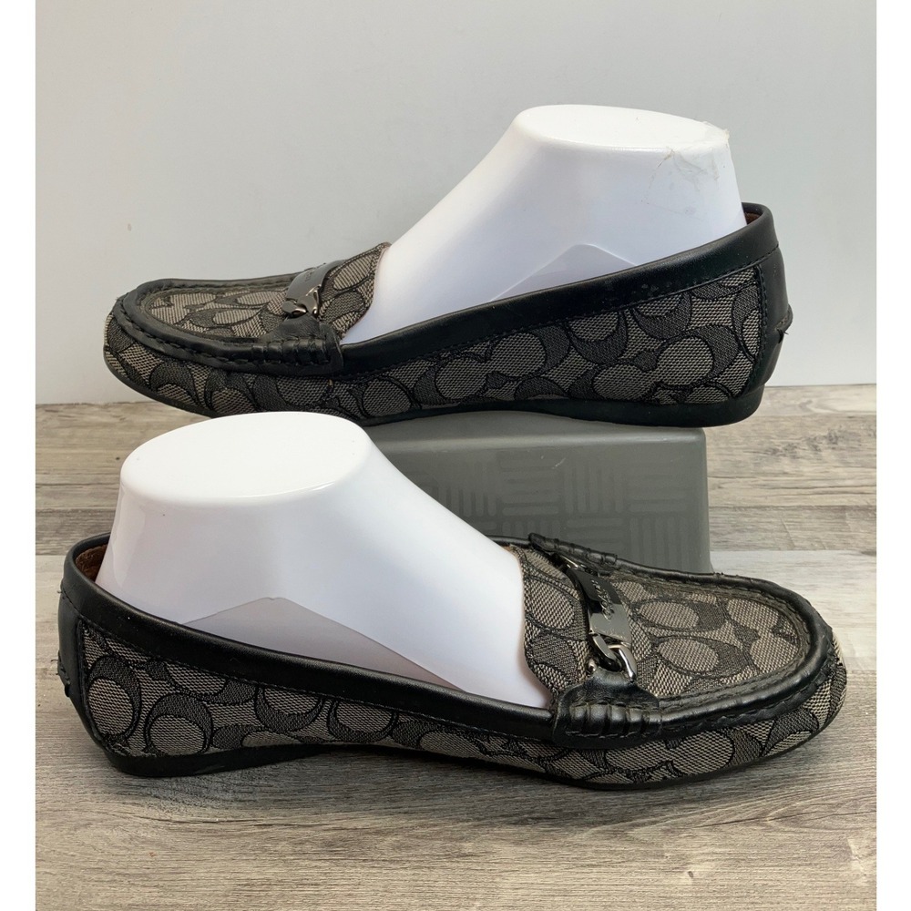 Coach Olive Signature Monogram Driving Loafers Black Charcoal US 8.5B A01918 - Picture 2 of 7